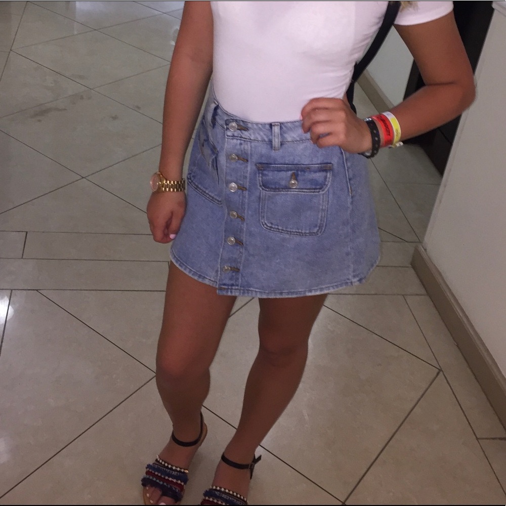 PacSun Button Down Denim Skirt
